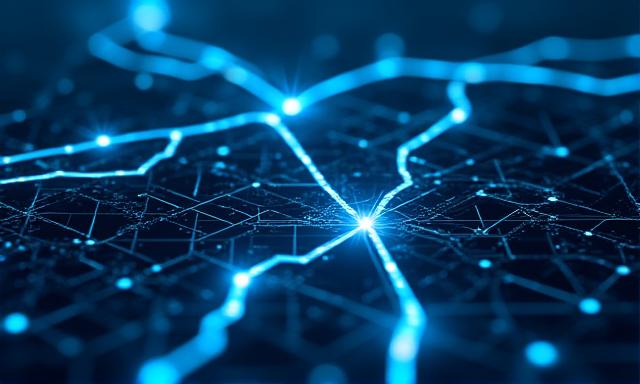 Interface de navigation futuriste avec des lignes de coordonnées et des points d'intérêt lumineux - Projet Navigation